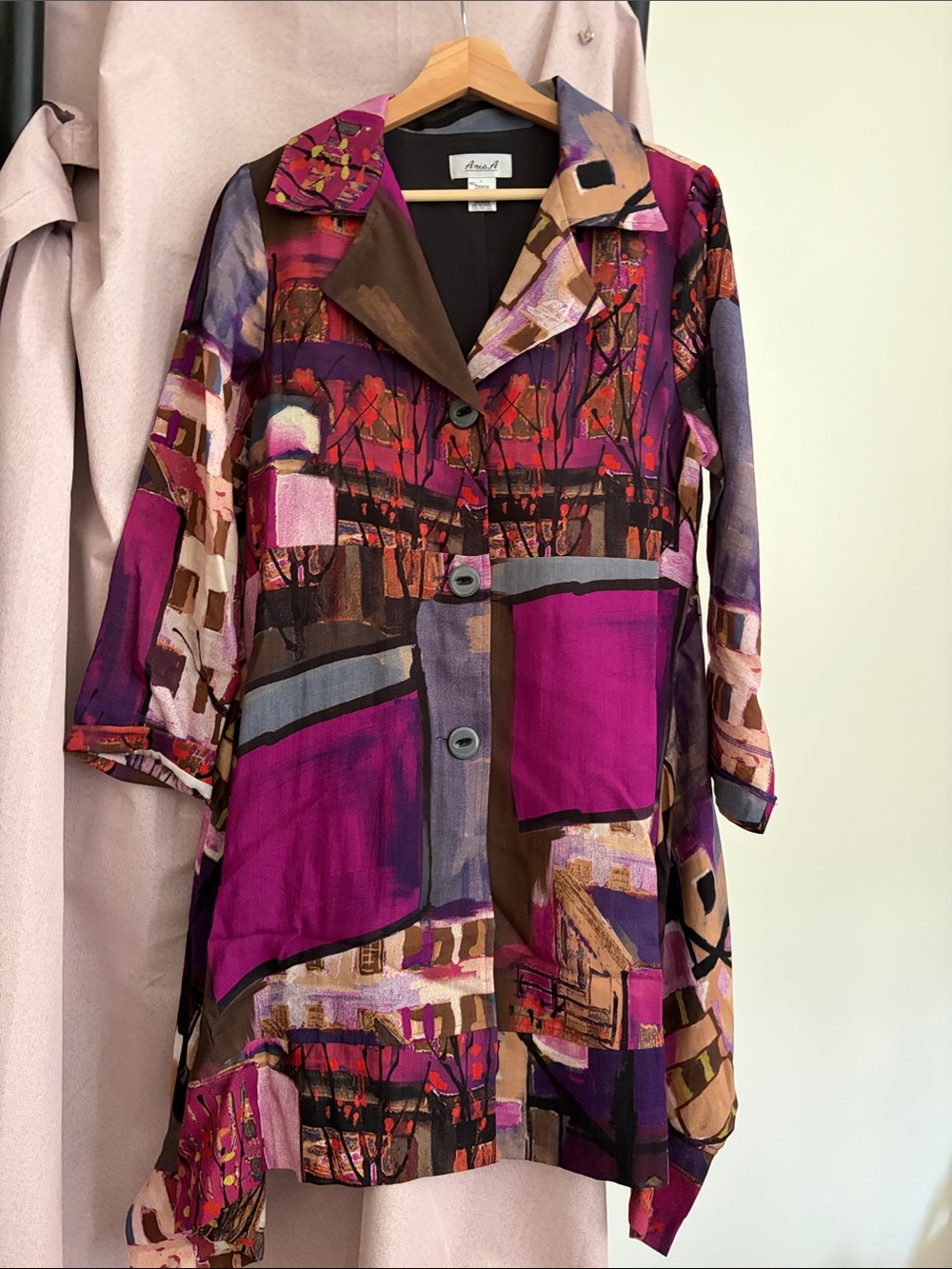 Abstract Print Purple Patchwork Blazer Jacket - Unbranded